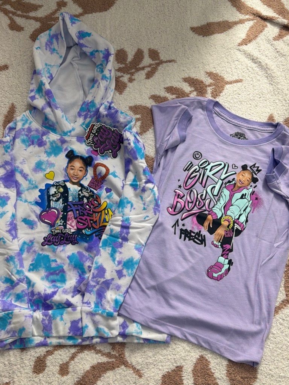 Nickelodeon Purple & Teal Tie-Dye Hoodie with Lavender 'Girl Boss' Tee